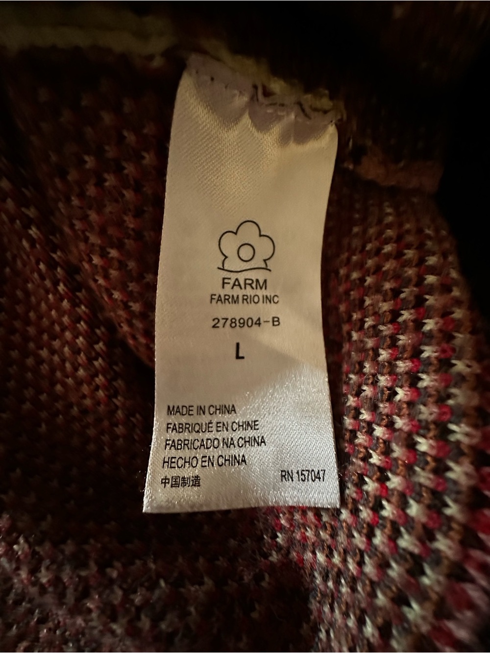 FARM RIO MIXED PRINT WOOL BLEND SWEATER Size L - Picture 7 of 7